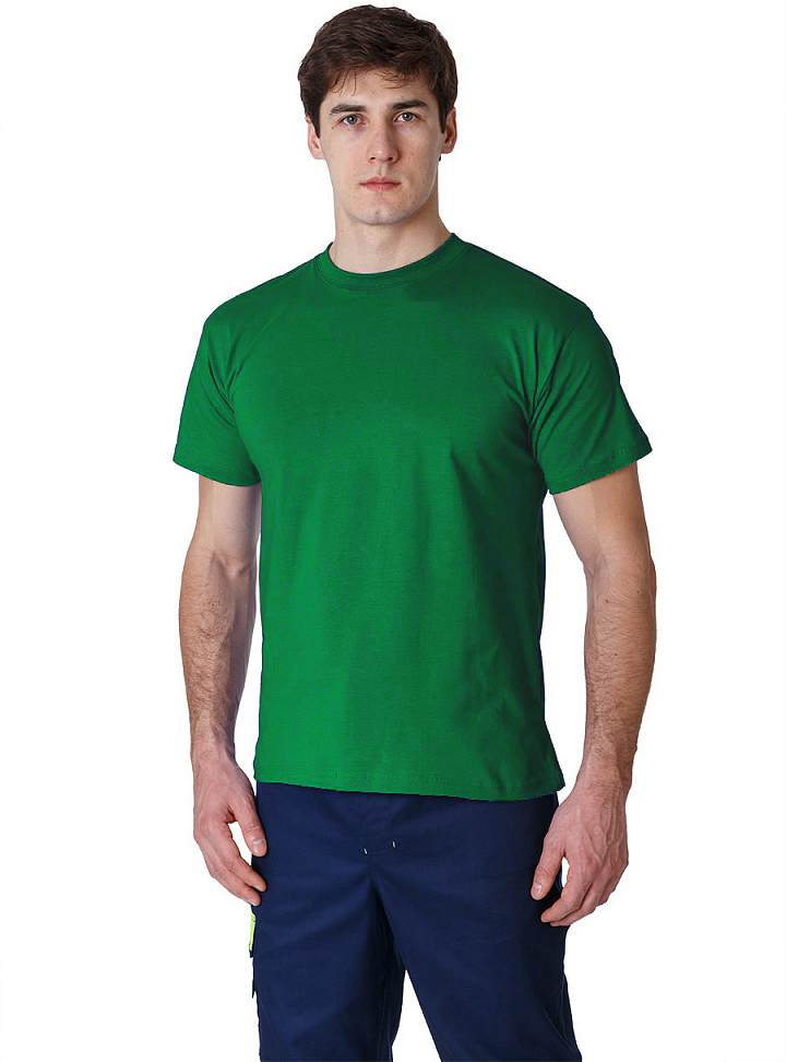 Футболка мужская, короткий рукав, тк.Хлопок,160, т.зеленый