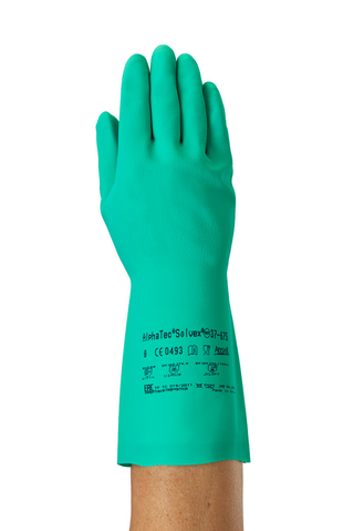 Перчатки нитриловые, хлопковое напыление, Ansell AlphaTec® Solvex® 37-675 
