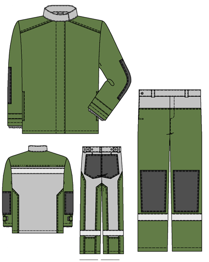 Костюм сварщика 3 кл. защиты 5632 У, тк.Спарк 500,черный,ТЕРМОШИЛД-ПС,серый (куртка,брюки) М