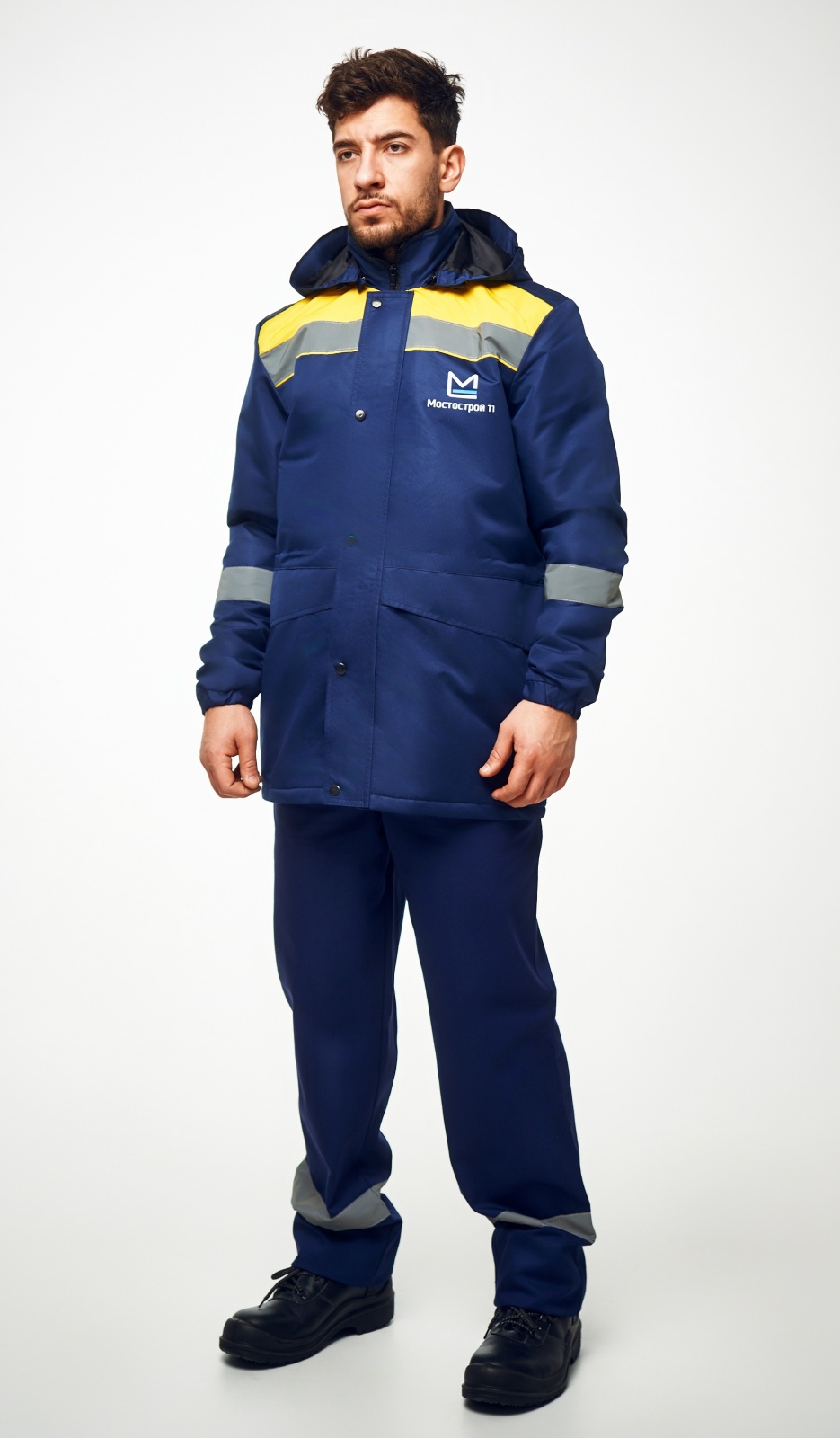 Куртка-ветровка мужская КУР 737, тк.Таслан, т.синий/ желтый